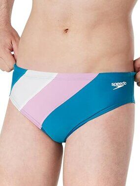 Speedo ECO Endurance racer swimming brief shorts blue purple swim men new 30